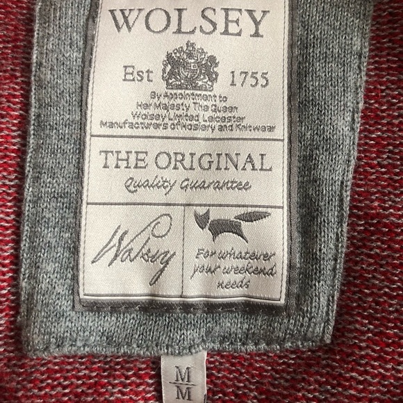 Wolsey Men's Wool Mottled Red Quarterzip Sweater Medium - Picture 9 of 12